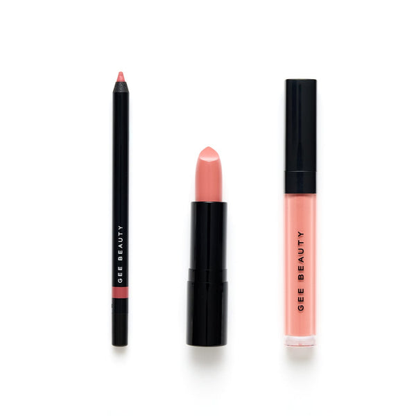 Gee Beauty Sets - Lip Define Pencil + Luxury Matte Lipstick + Nourishing Lip Gloss